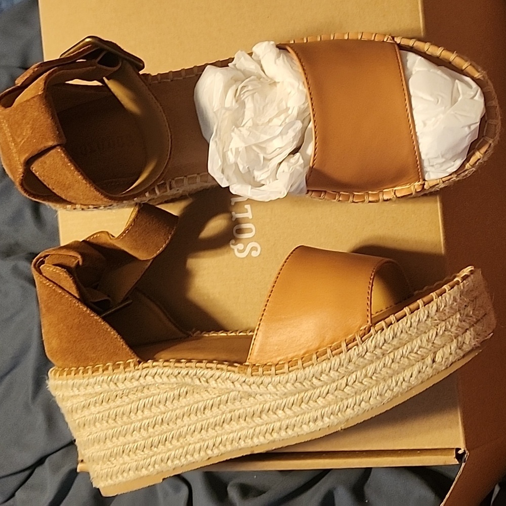Soludos walnuts Palermo platform wedge 7.5